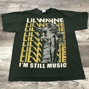 2000s Lil Wayne I'm Still Music Green Yellow Gildan Mens L Rap Hip Hop Tour Tee‎